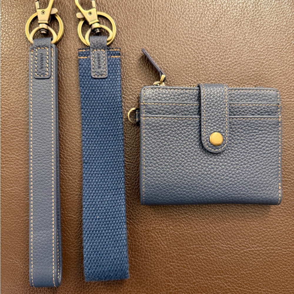 New Andar Lo Leather Wallet/Wristlet in Denim Blue!